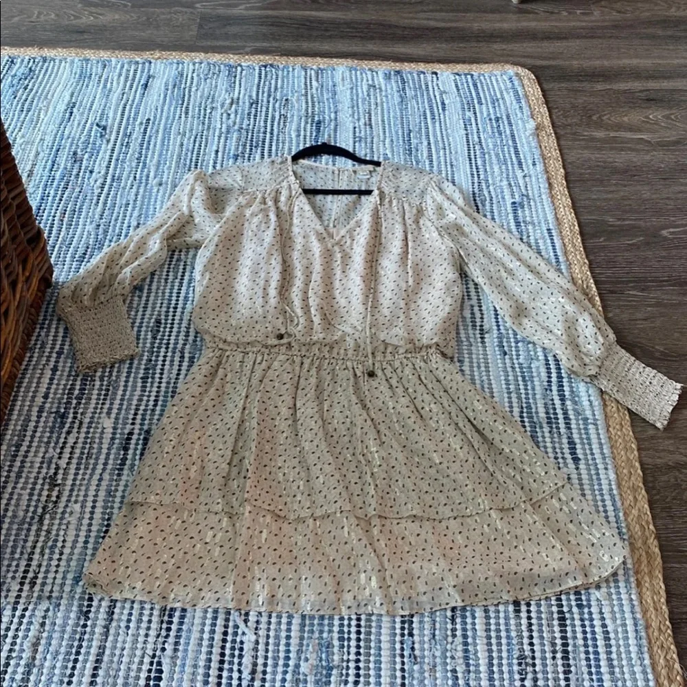 Shoshanna Dress Size 8 Like New. Cream and gold. - Picture 3 of 8
